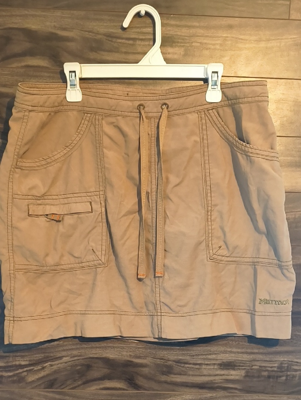 Marmot Cargo Hiking Skort Skirt Tan Drawstring Waist Womens Size 6